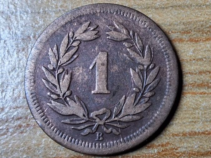 Alle Münzen: 1 Rappen 1857 – Gebraucht aus Münchenstein von purbach1 1
