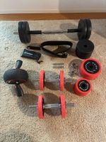 Hantelset mit Bauchrolle und Guertel fuer Fitness Training