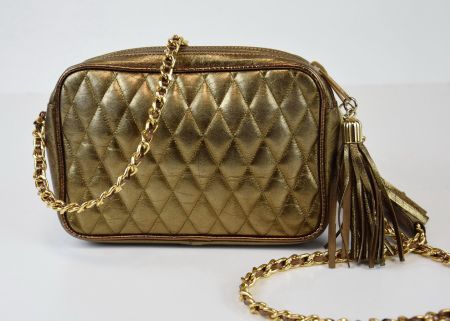 Goldige Damen Tasche Schultertasche Clutch/gold/19 x13 x 5