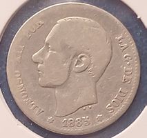 SPANIEN - ESPAÑA - 1 PESETA 1885 - MS - M  - SILBER 0.835