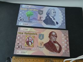 USA State Dollars, private Ausgaben 2 alte Geldscheine