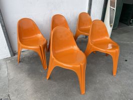 5 seltene Stella Space Age Fiberglas Stühle Walter Frey