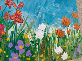 Gemälde Acryl, Blumenwiese