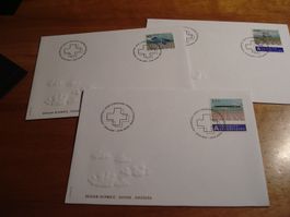 3 FDC Dauermarken Design Schweiz, um 2005, selbstklebend