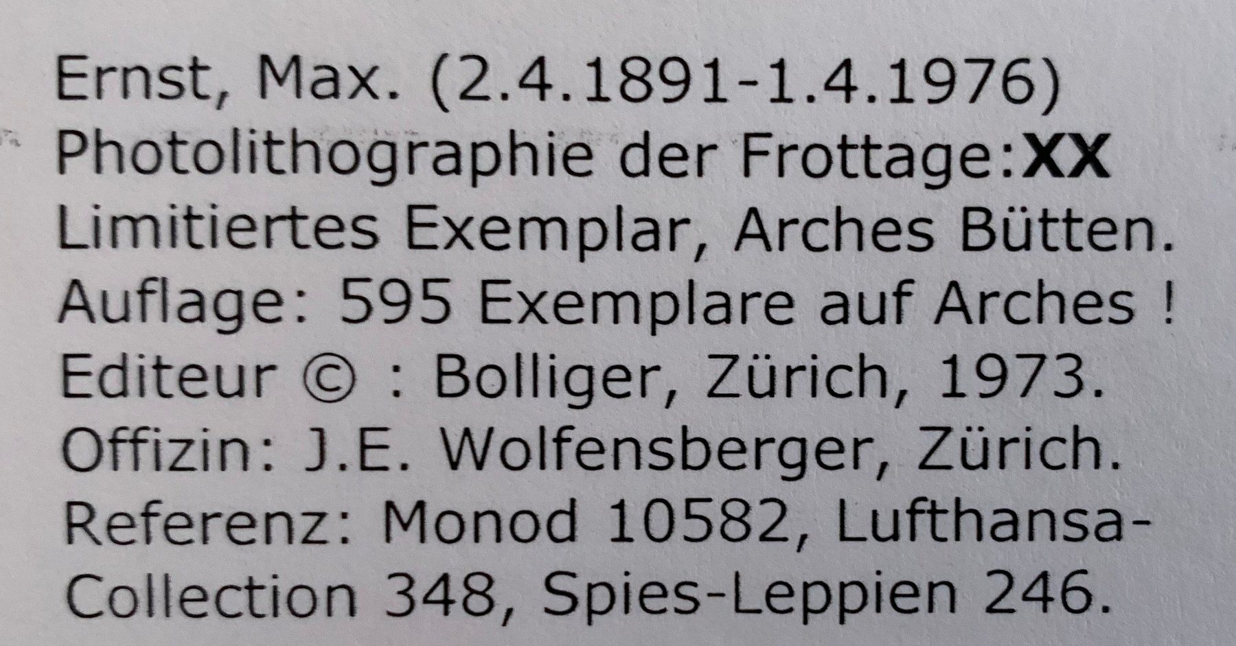 Grafiken & Lithographien: Max Ernst "Deserts plisses" XX – Gebraucht aus Nennigkofen von Sommersonnen 3