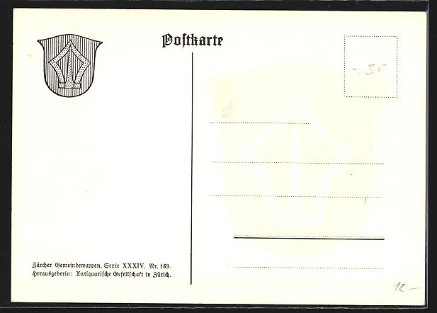 Cartoline postali: Wädenswil, Das Gemeindewappen, in Rot e – Usato da Berlin venduto da bartko-reher 1