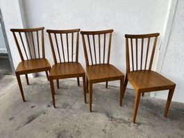 4er Set Vintage Sprossenstühle Holzstühle