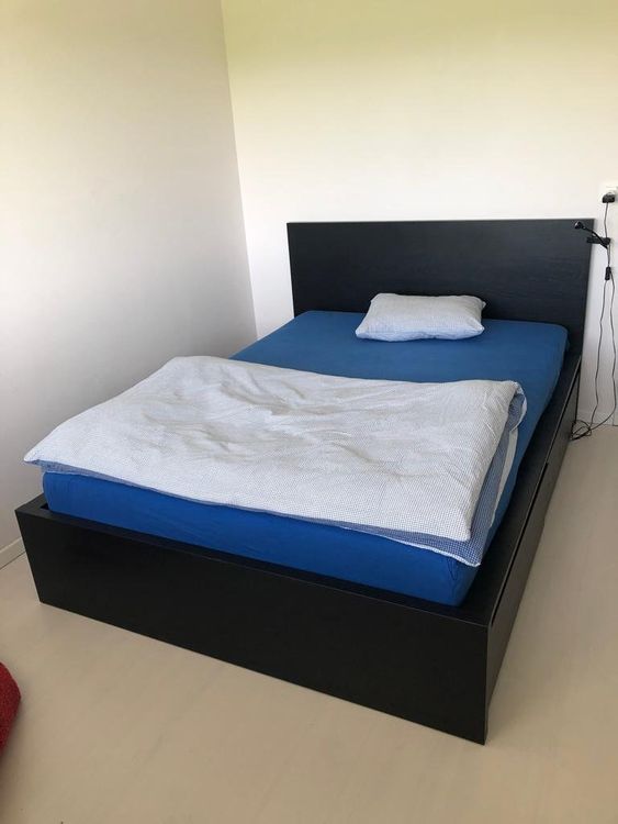Lit IKEA MALM 209x156 Avec Rangements + Commode ASKVOL 2 Tiroirs, Occasion