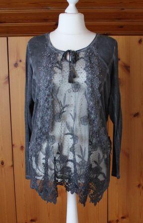 T - Shirt Long - Shirt Langarm TREDY grau Gr. XL