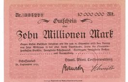 Schussenried 10 Mil.Mark+Stempel Papier rot25.09.1923 VZ-VZ+