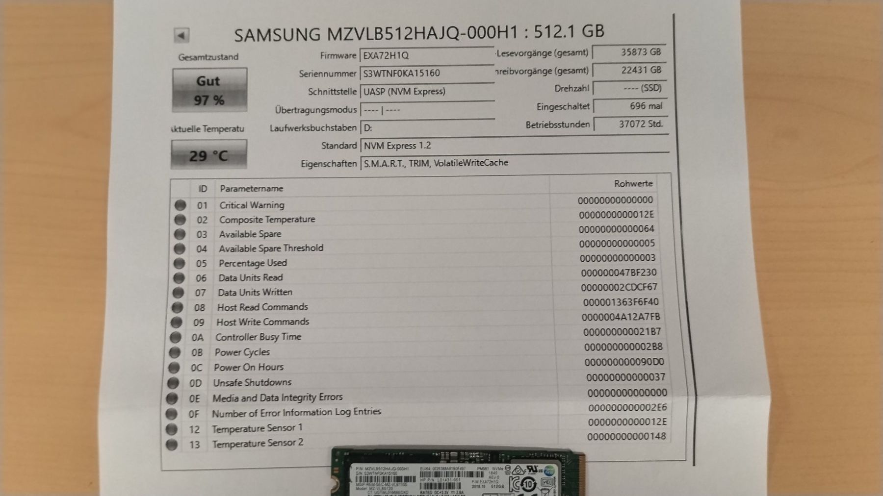 Samsung Dischi rigidi: Samsung SSD 512GB M.2 NVMe – Usato da Wallisellen venduto da mic_gg2g 1