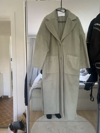Neu Karo Kauer Label oversized/ wollmix/Jade grün