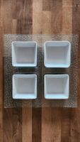 Apéro Schale Glas und 4 Porzelanschalen