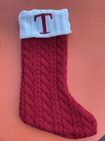 Christmas Stocking, embroidered initial "T", new, 45cm