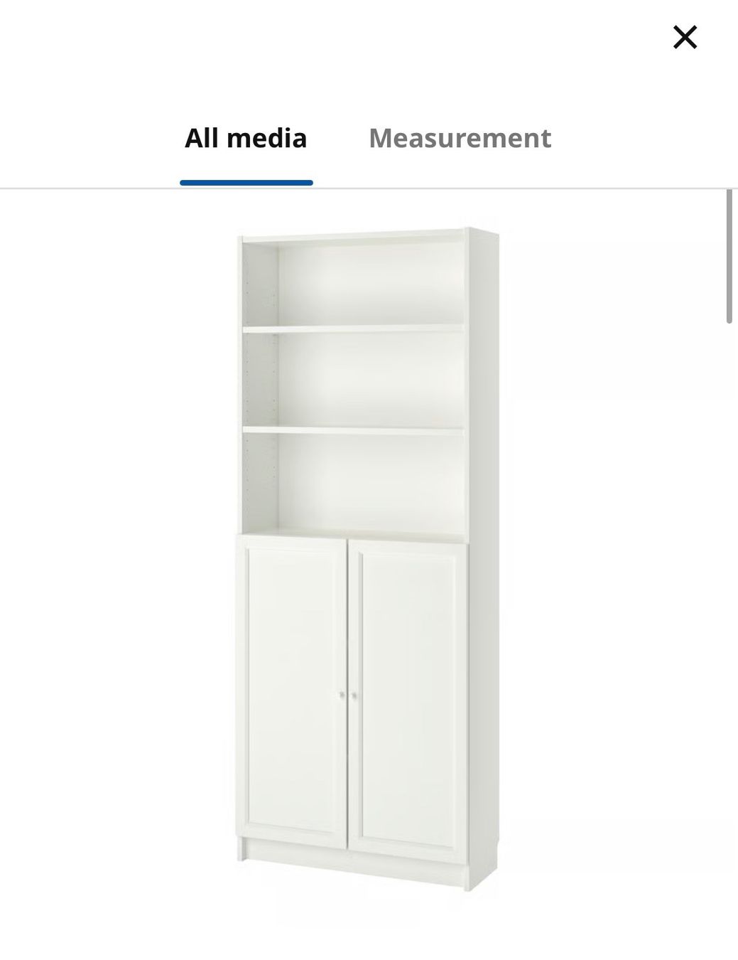 Ikea Schränke: BILLY / OXBERG Bookcase with doors, white, 80x30x202 cm – Defekt aus Zürich von edn_y5s7