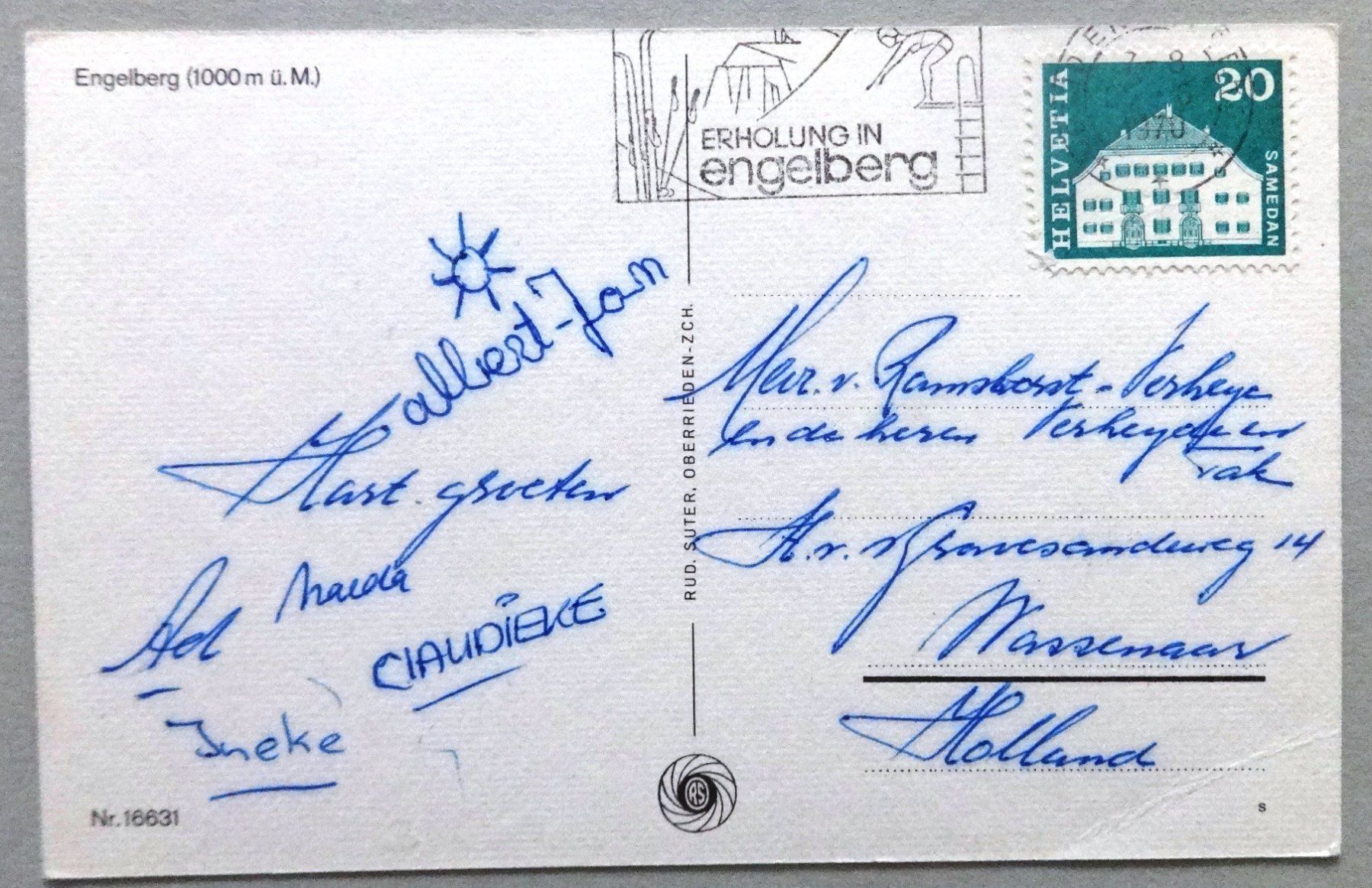 Cartoline postali: Engelberg (1000 m ü.M.) – Usato da Fétigny venduto da Billy2miny 1
