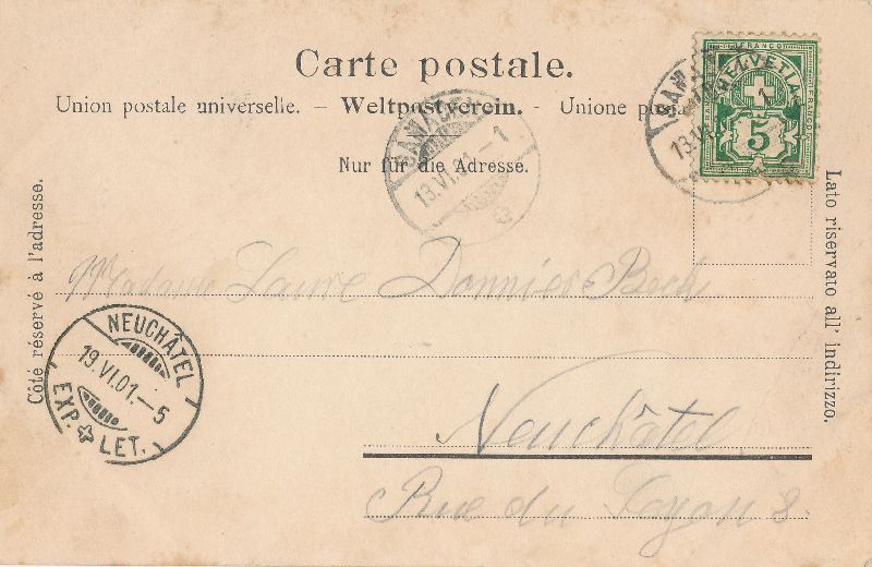 Cartoline postali: Pontresina - Lichtbild + 1901 – Usato da Emmenbrücke venduto da teestube 1