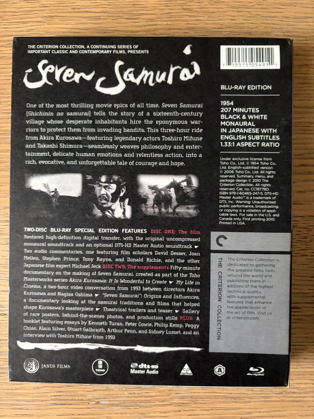 Tous les DVDs: BLU RAY SEVEN SAMURAI CRITERION – D'occasion à Geneve par tigre69 1