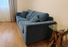 Schlafsofa blau mit Matratze 
