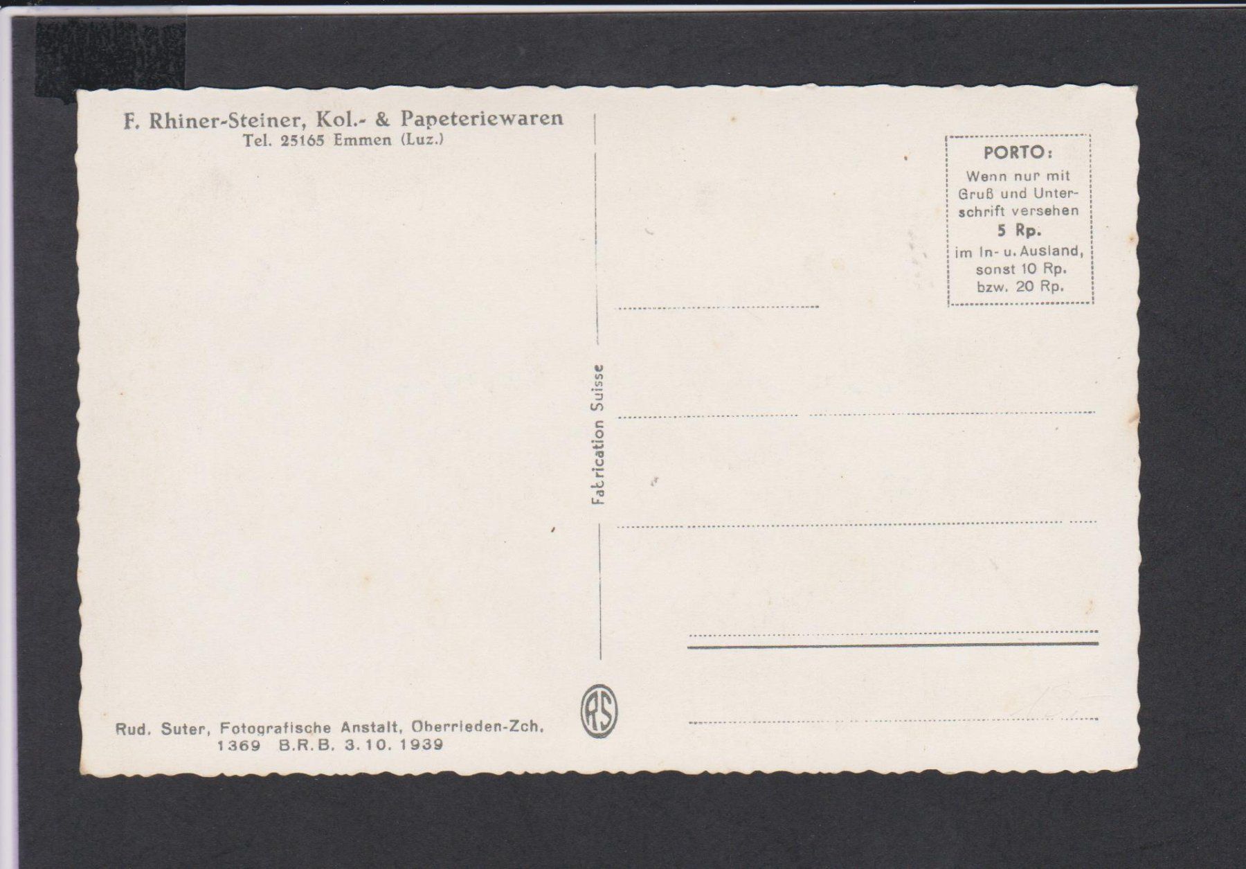 Cartoline postali: Emmen   -   alte Ansichtskarte ** um 1940er-Jahre – Usato da Vitznau venduto da Ropaku 2