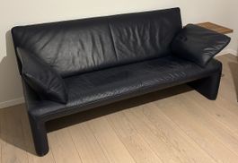 Ledersofa JORI - dunkelblau - 200 x 80 cm