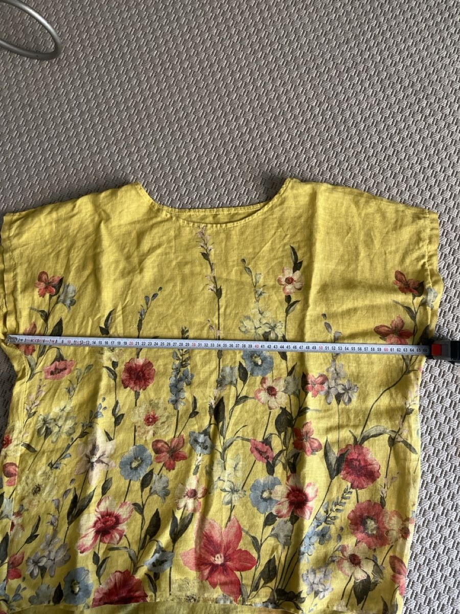 T-Shirts: Leinen-Shirt Gelb mit Blumen, 44/46 – Gebraucht aus Solothurn von Bobesch08 5
