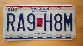 US Licence plate Missouri State