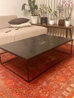 Couchtisch rechteckig schwarzer Marmor Metallgestell guter Z
