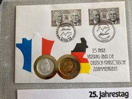 Münzbrief 25 Jahre Deutsch-Französische Zus.,1x 999er Silber