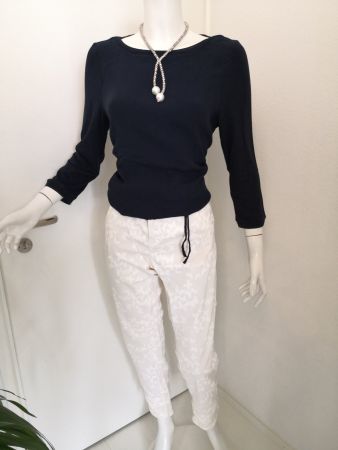 🤩STREET ONE LANGARM T-SHIRT DUNKELBLAU MIT MUSTER RAND