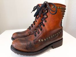 ASH Studded Leder Boots Gr. 38 Biker Boots Nieten Braun
