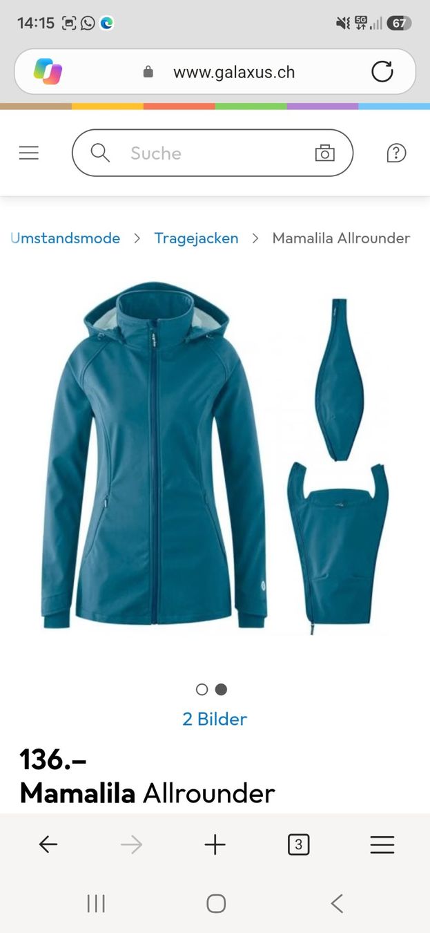 Mamalila Giacche: Mamalila Softshell Tragejacke blau / türkis – Usato da Aarau venduto da Sabrina35 1