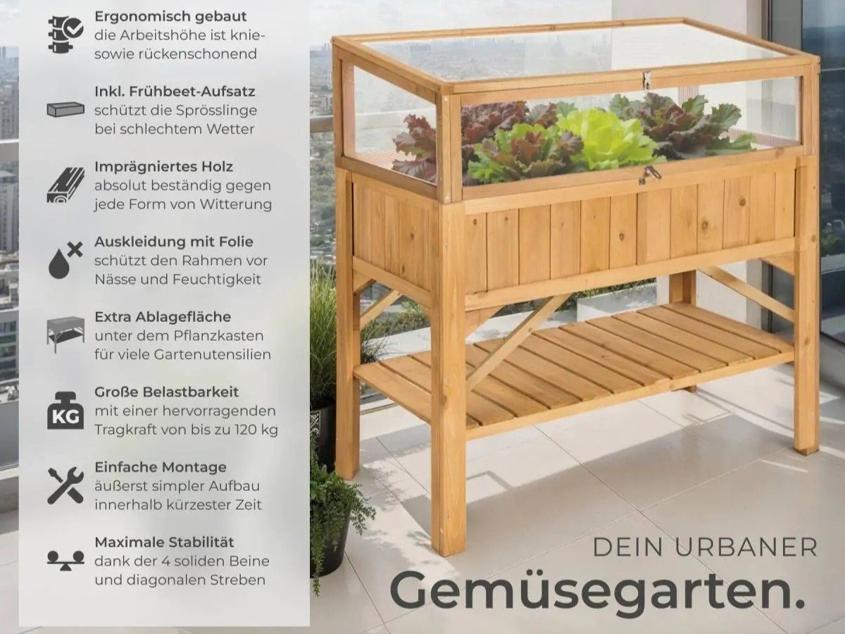 Vasi per fiori: Hochbeet mit Ablage und Frühbeet-Aufsatz VANTERO – Nuovo e nell'imballaggio originale da Lachen SZ venduto da sw3zzy 1