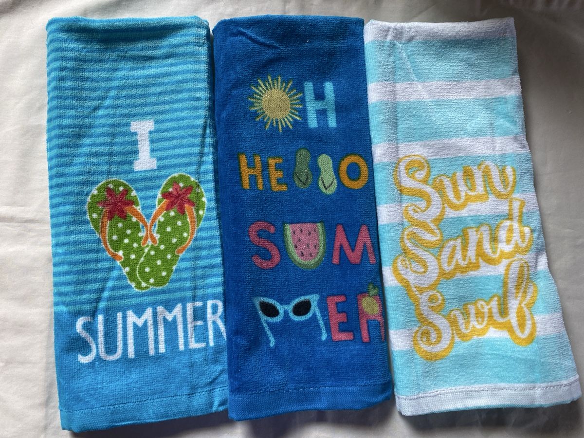 Strofinacci: 3 Colorful kitchen Towels - Summer theme design – Nuovo e nell'imballaggio originale da Buttikon SZ venduto da Maxwelltime