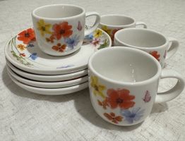 Espressotassen Set, Porzellan, Blumen Design 🌸
