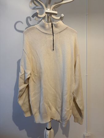 Herren Pullover R.G.M.N. Reissverschluss weiss Grösse XL