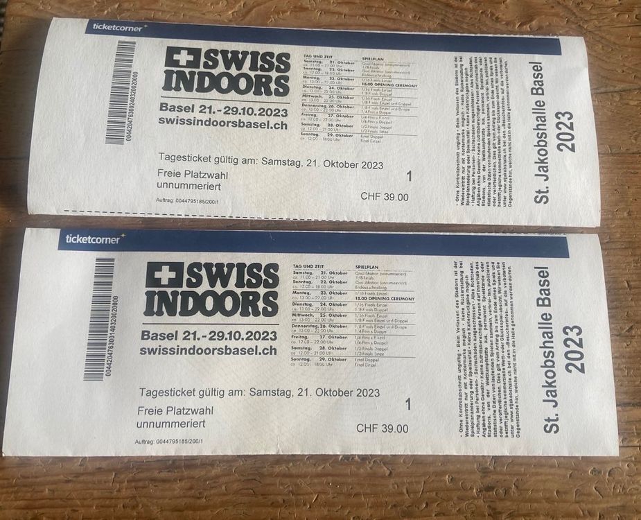 Tickets Swiss Indoors Sa. 21.10 Kaufen auf Ricardo