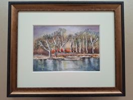 Aquarelle Originale – Forêt de Bouleaux (2017) – Signé KR