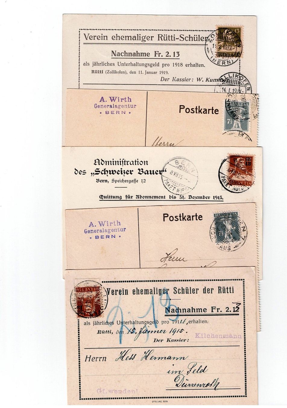 Alle Briefmarken: Schweiz, 17 Belege 1913 bis 1919 – Gebraucht aus Hinteregg von McCharly01 8