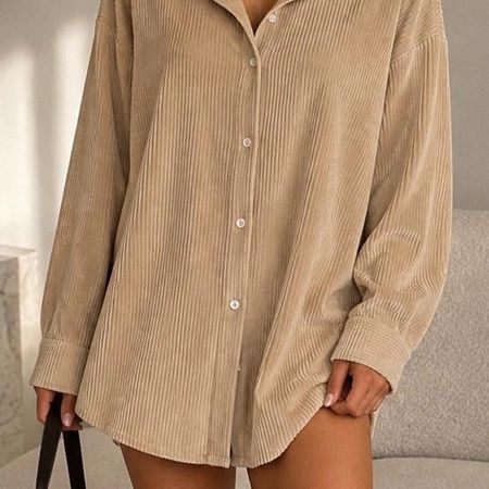 Women's Tan and Cream Shirt