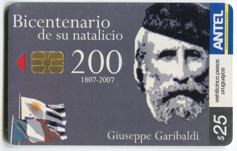 Schede telefoniche: Telefonkarte Giuseppe Garibaldi. Uruguay – Usato da Basel venduto da Butsch5