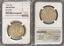1918 Walking Liberty Half Dollar NGC Fine Details Cleaned