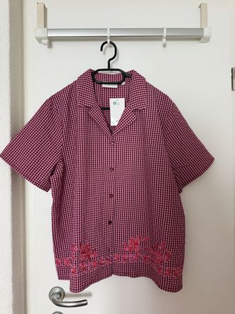 Damen Hemd kariert Grösse L pink mit Stickerei neu!