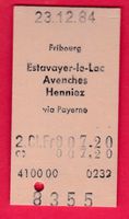 KARTON BILLETT, FRIBOURG - HENNIEZ, 2.KLASSE, EINFACH