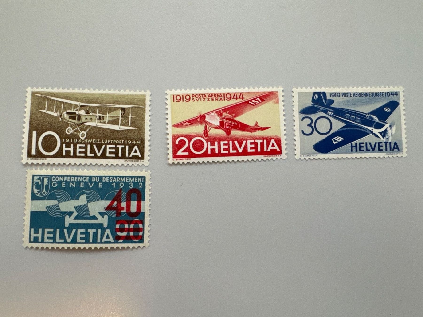 Tutti i francobolli: Flugpostmarken ZNr. 24b + 37-39, postfrisch – Usato da Küssnacht am Rigi venduto da SUOMIMASTER