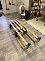 Wooden Folding Sledge blue parts good condition
