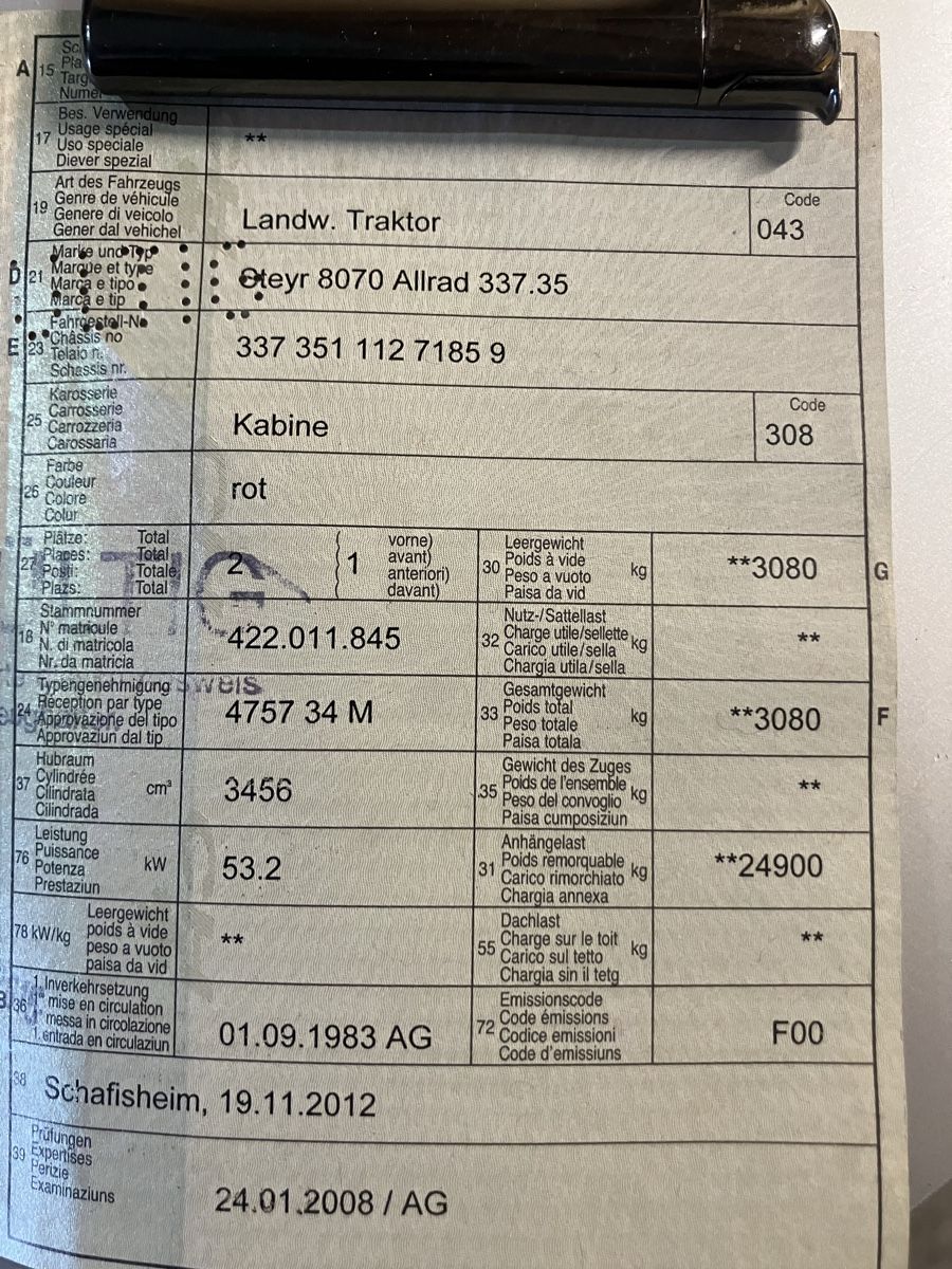 Steyr Traktoren: Steyr 8070 Allrad Traktor – Defekt aus Uerkheim von Dealer-4813 8