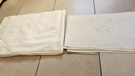 Lenzuolo bianco cifrato AM 250x280 cm + 2 federe 75x116 cm