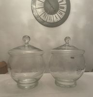 2 Glas Bonbonnieren Dekor, Handarbeit!