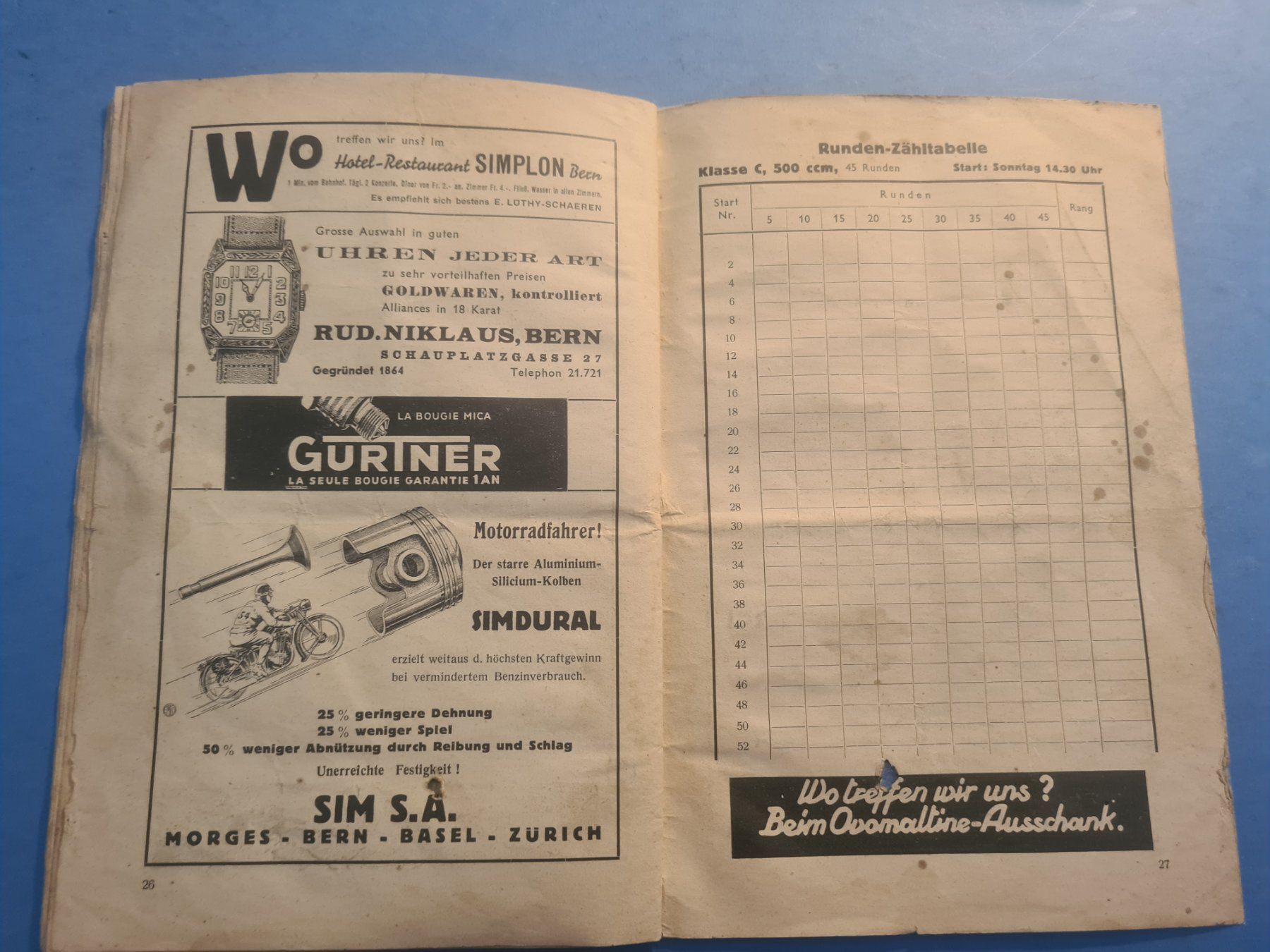 Motosacoche Documenti: 1937 BERN GROSSER PREIS OFFIZIELLES PROGRAMM VINTAGE – Difettoso da Bellevue venduto da BURGOLMANIA 8